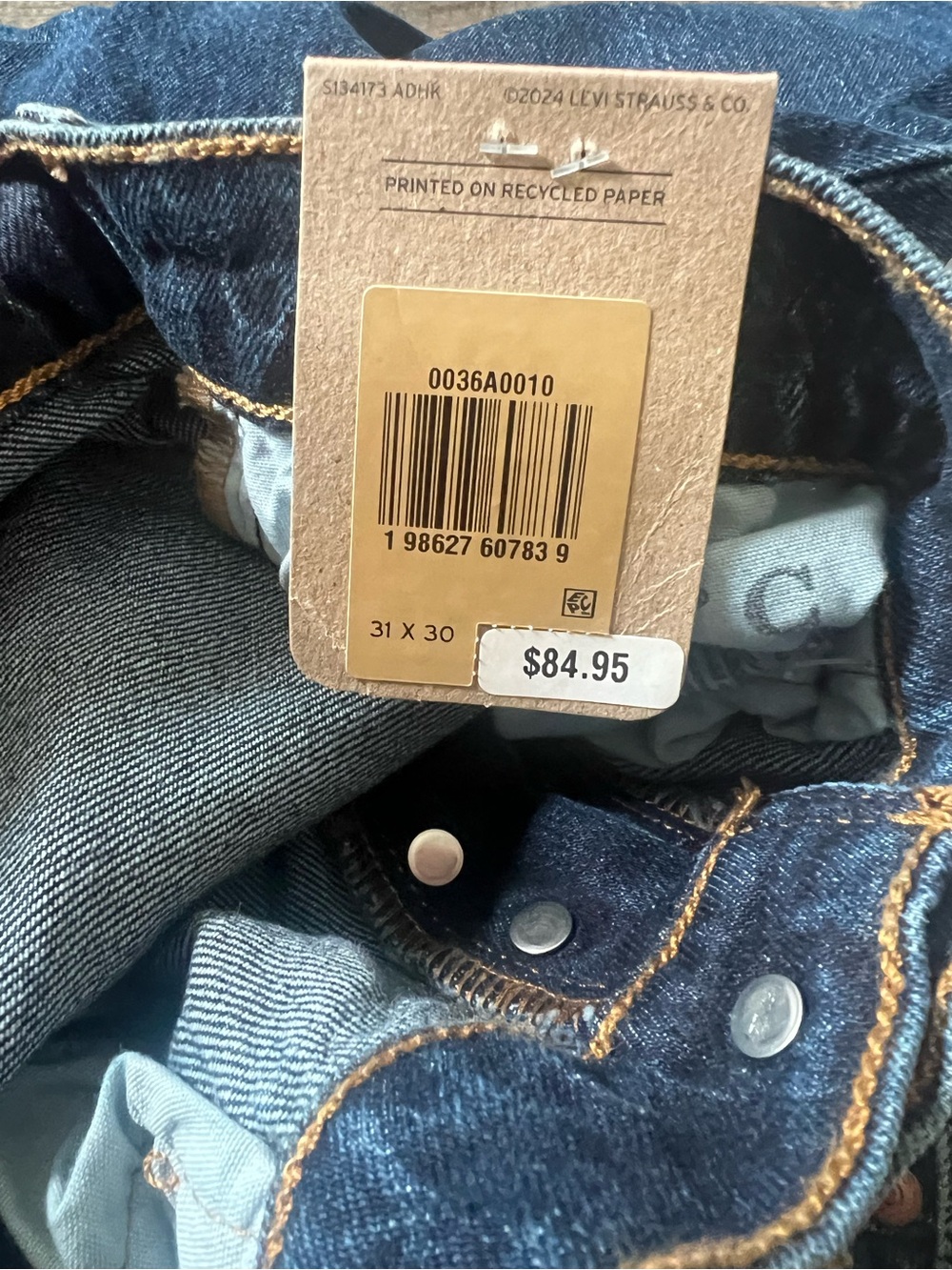 Levi's 501 Straight Leg Jeans in Dark Blue Denim - Picture 8 of 10